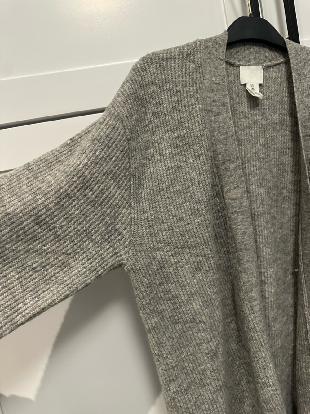 H&M Long Open-Front Ribbed Cardigan - Gray - Picture 7 of 8